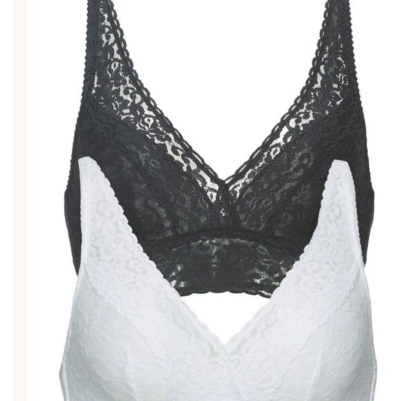 Felina Stretch Lace Bralette 2-Pack, Black/White, Size Small, NWT - Picture 1 of 6